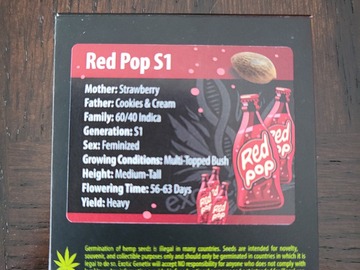 Providing ($): Red Pop S1 (6 fem) - Exotic Genetix