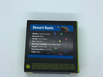Providing ($): Exotic genetics Dessert Runtz feminised 6 seed pack