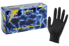 Vente: Black Lighting Powder Free Nitrile Gloves Large (100/Box)
