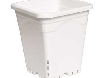 Vente: 9 inch x 9 inch Square White Pot, 10 inch Tall, 24 per case