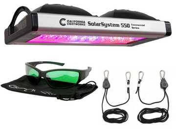 Selling: California LightWorks - SolarSystem 550 LED Grow Light w/ Hangers + GroVision LED Glasses
