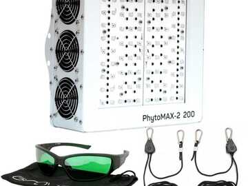 Selling: Black Dog LED - PhytoMAX-2 200W Grow Light w/ GroVision Grow Room Glasses + Ratchet Light Hangers